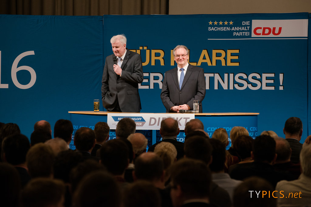 Wahlkampfveranstaltung mit Reiner Haseloff und Hort Seehofer Landtagswahl 2016