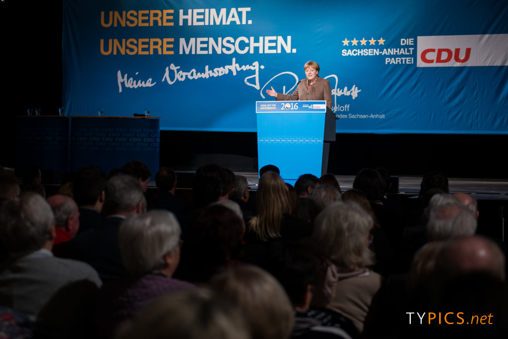 Wahlkampfabschluss mit Angela Merkel zur Landtagswahl 2016 in Halle (Saale)